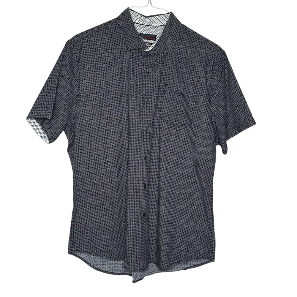 Ike Behar Men’s Black White Short Sleeve Shirt Large